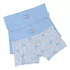 Cueca Infantil Masculina Delrio Boxer Kit Com 2 Peças Azul