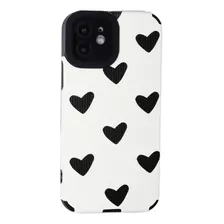 Case Para iPhone Corazones Blanco Y Negro - Funda Protectora