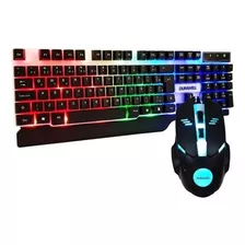 Teclado E Mouse Gamer Iluminado Led Rgb Prova D'água Usb