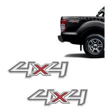 Par De Adesivos 4x4 Ford Ranger 2017/2018 Grafite E Branco