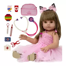 Bebê Reborn Menina Bailarina Coelhinha Npk Doll E Acessórios