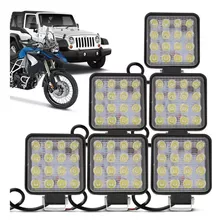 Kit 6 Farol De Milha 16 Leds 48w 12v/24v Off-road 6000k 