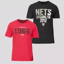 Kit De 2 Camisetas Nba Chicago E Nets