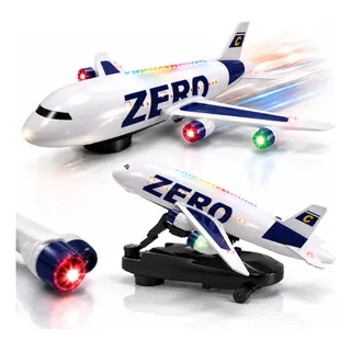 Avião De Brinquedo Grande A888 Anda Bate E Volta Com Som Luz