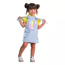 Jardineira Saia Vestido Jeans Feminina Infantil Menina