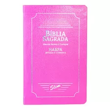 Bíblia Slim Almeida Revista E Corrigida Harpa Corinhos Pink