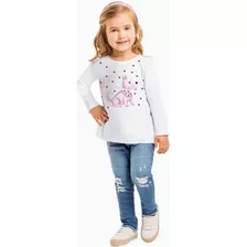 Blusa Kyly Infantil Menina Meia Malha Algodão Leve Divertida