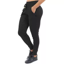 Calça Moletom Feminina Jogger Ribana Cintura Canelada Confor