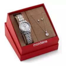 Relógio Mondaine Feminino Prata Kit 32608l0mkne2k1