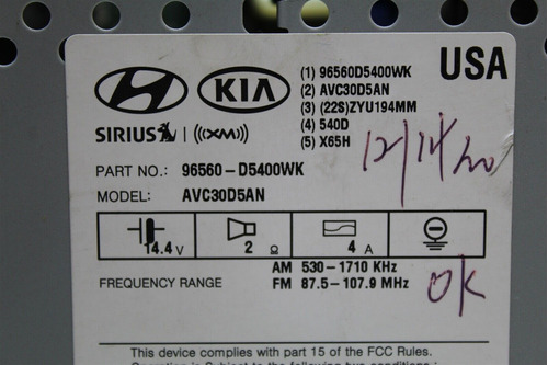16-18 Kia Optima Radio Receiver Gps Navigation 96560d540 Tty Foto 7