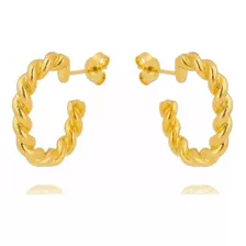 Brinco Argola Corda Torcida Feminina Banhado Ouro 18k 