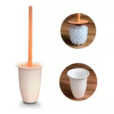 Escova De Vaso Sanitário Cabo De Bambu + Suporte Plástico