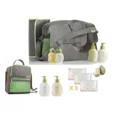 Bolsa De Bebê Natura Kit Com Frasqueira E Kit Banho Completo