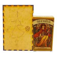 Kit Tarô De Marselha 78 Cartas E Porta Tarô Caixa Madeira