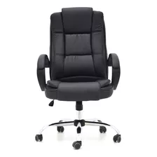 Silla De Oficina Ergonomica Presidencial Monterrey Giratoria Reclinable Marca Silleti Sistema Baculante Cuero Sintetico Alta Calidad Color Negro