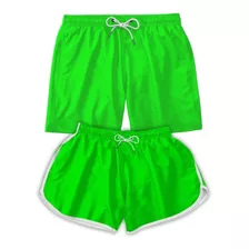 Short Casal Mozao Liso Mauricinho Moda Praia