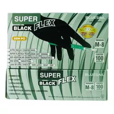 Luvas Descartável Sem Pó Bluesail Super Black Flex 100 Un