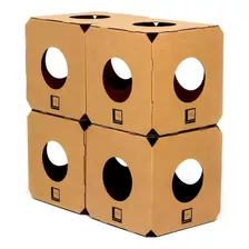 Brinquedo Labirinto Caixa Cubo Box Kit Com 04 Gato Moderno Cor Marrom