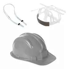 Kit 2 Capacete Obra Cinza Engenheira Civil + Jugular Pvc