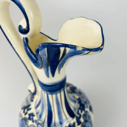 Jarra De Porcelana Pintada À Mão Azul Floral Vintage Azul 4