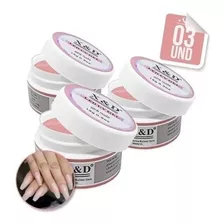 Kit 3 Gel X&d Alongamento Unha Profissional Led Uv 15g Pro Cor Pink Nude