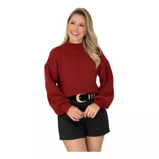 Blusa Feminina Tricot Com Detalhes Coleção Inverno Charmosa