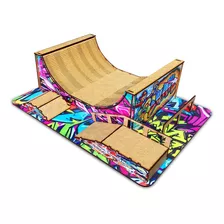 Mini Pista Fingerboard Skate Dedo Mod3 Mdf Madeira Adesivado
