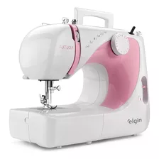 Máquina De Costura Reta Futura Jx-2040 Portátil 220v - Elgin Cor Branco/rosa