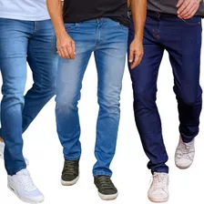 Calça Jeans Masculina Com Lycra Tradicional Env24h Kit 3 Top