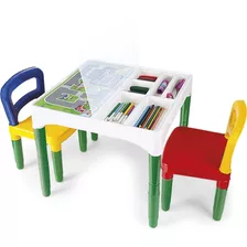 Mesa Infantil Colorida Didática Com 2 Cadeiras - Poliplac