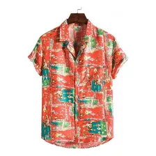 Camisa Hawaiana Moda Casual Estilo Slim Hombre Impresión