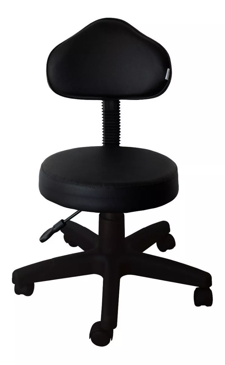 Cadeira De Escritório Ecoflex Mocho  Preta Com Estofado De Couro Sintético