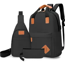 Mochila Backpack Impermeable Set De 3pzs Con Riñonera Y Puerto Usb 