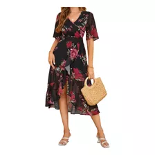 Vestido Corto Mujer Floral Moda Casual Fiesta Elegante