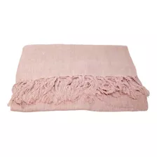 Manta Para Sofá Gigante 180x240 Sofisticada E 100% Algodão Cor Rosa Desenho Liso