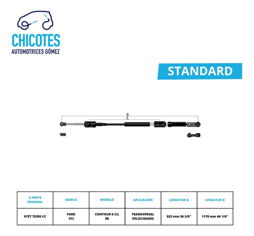 Chicote Transversal De Velocidades Ford Contour 6 Cil 1998 Foto 2