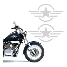 Par Adesivos Estrela Militar Tanque Suzuki Intruder Prata