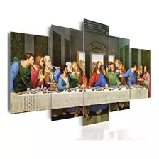 Quadro Mosaico 5 Peças Santa Ceia Jesus Apostolos Hd 