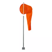 Biruta Indicador Vento 60cm Laranja Windsock + Mastro 2,0m