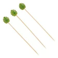 Palito De Bambu Petiscos Folhas Verdes Sustentável 12cm 20un