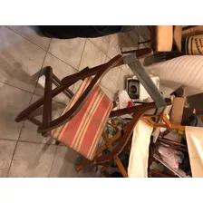 Cadeira Espreguiçadeira De Madeira Dobrável Antiga 