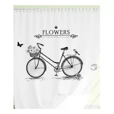 Cortina De Baño Tela Estampada Diseño Bicicleta