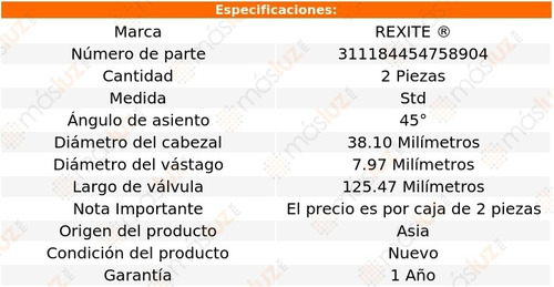 (2) Vlvulas Escape Std Nissan 200sx 4 Cil 2.2l 81/85 Foto 2