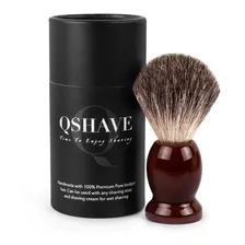 Pincel Qshave Madeira Texugo Fios Macios Para Barbear Barba