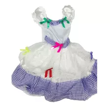 Vestido Noiva Junino Infantil Branco Lilás Festas Fantasia