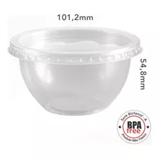 Bowl Descartável Redondo 500ml Pote Plástico Tampa - 20 Un.