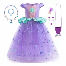 Vestido Feminino Mermaid Princess, Ariel, Fantasia, Vestido