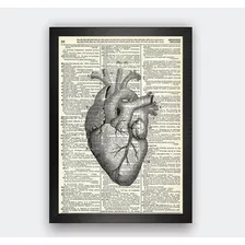 Quadro Decorativo Poster Anatomia Coração Página Livro Casa