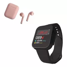 Smartwatch Bluetooth D20 Ultra Negro Y Audífono I12 Rosado
