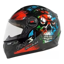 Capacete Fechado Gt Skull Caveira Fw3 Narigueira Com Inmetro